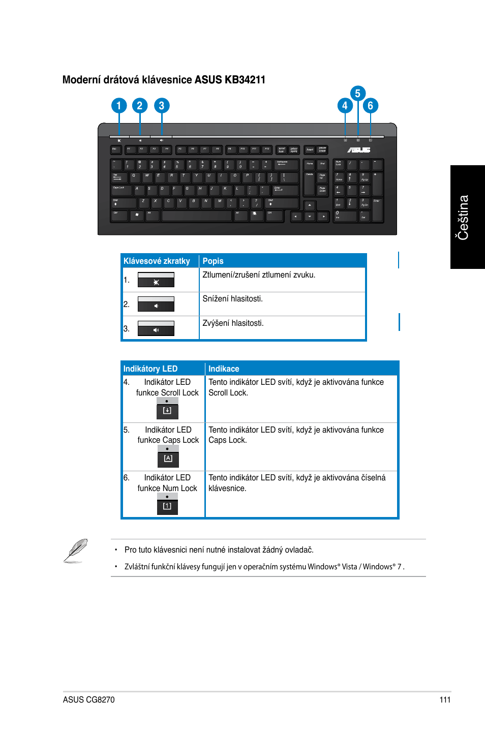 Čeština | Asus CG8270 User Manual | Page 113 / 362