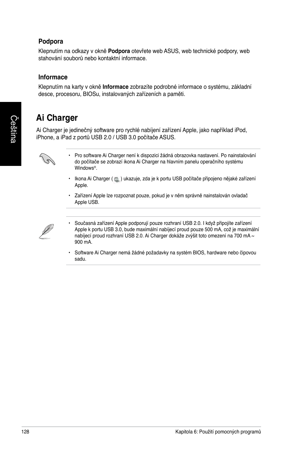 Ai charger, Ai charger 8, Čeština | Asus CG8270 User Manual | Page 130 / 362