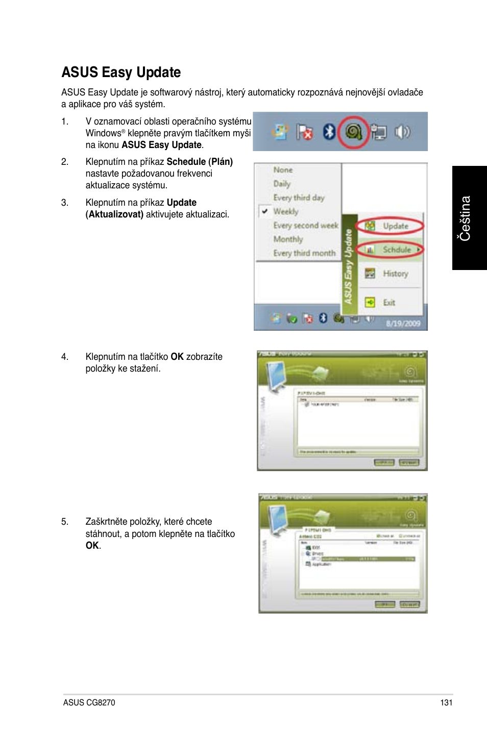 Asus easy update, Asus easy update 1, Čeština | Asus CG8270 User Manual | Page 133 / 362