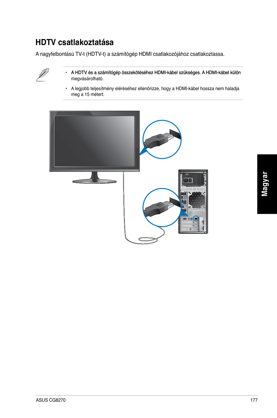 Hdtv csatlakoztatása | Asus CG8270 User Manual | Page 179 / 362