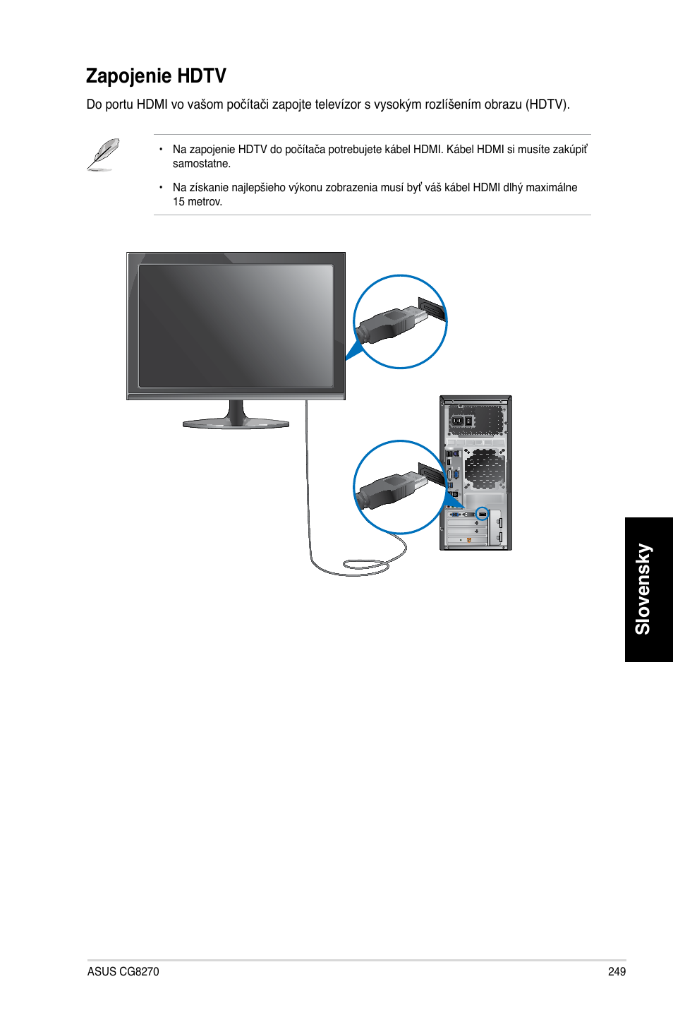 Zapojenie hdtv, Slovensky | Asus CG8270 User Manual | Page 251 / 362