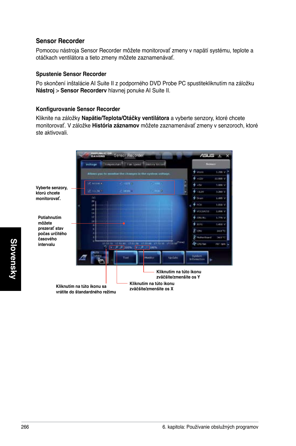 Slovensky, Sensor recorder | Asus CG8270 User Manual | Page 268 / 362