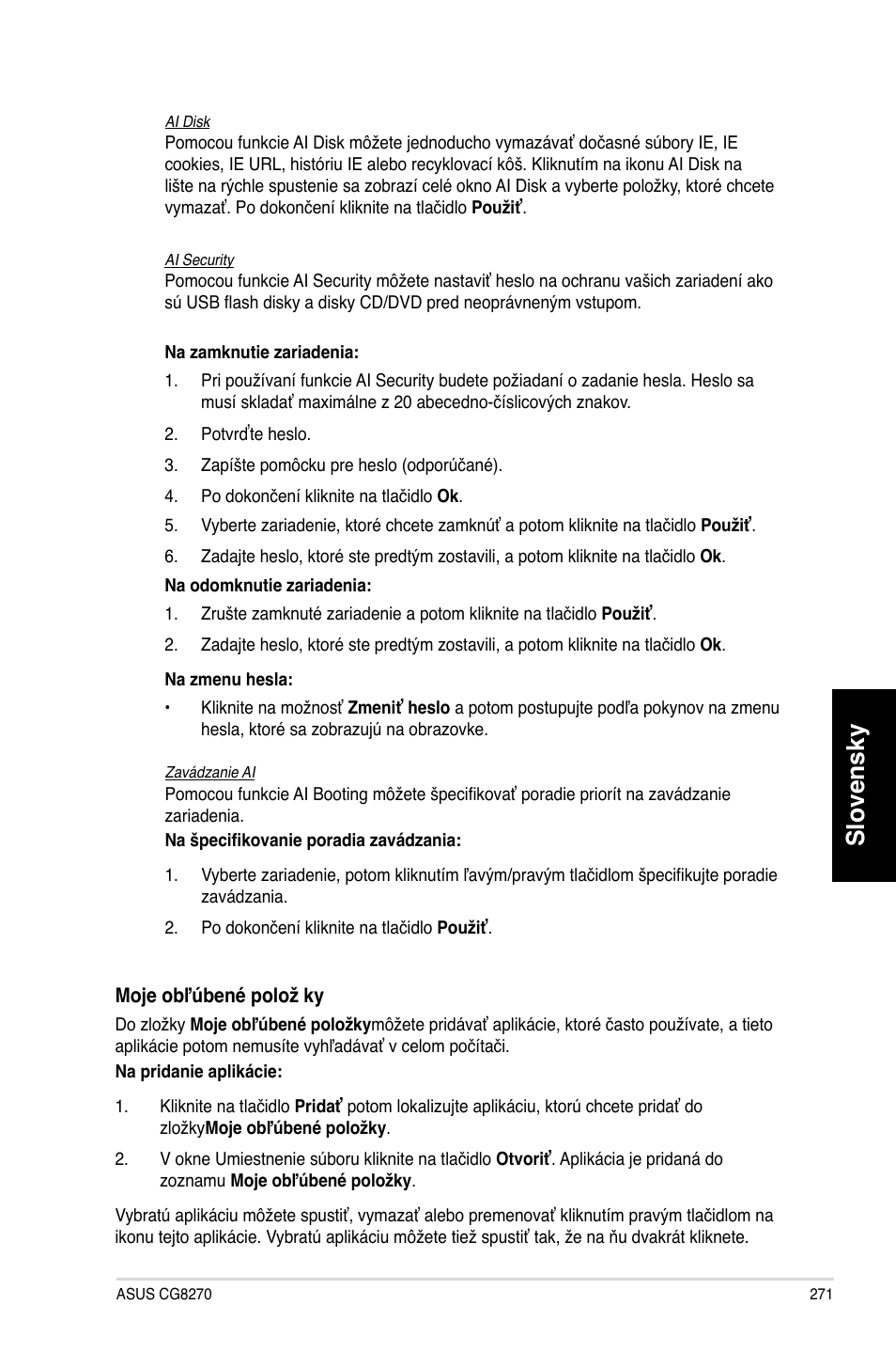 Slovensky | Asus CG8270 User Manual | Page 273 / 362