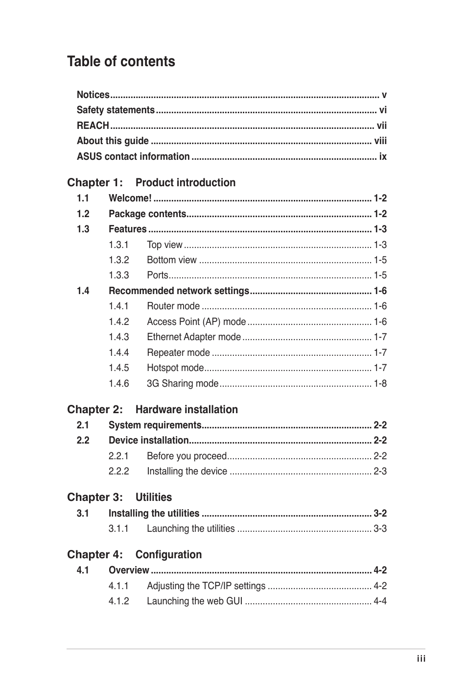 Asus WL-330N3G User Manual | Page 3 / 70