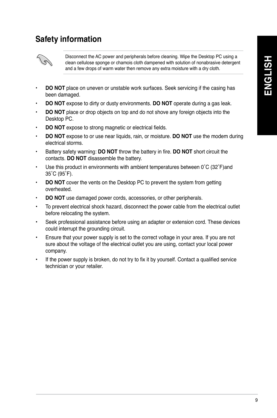 Safety information, En gl is h en gl is h en gl is h en gl is h, Safety.information | Asus CM6340 User Manual | Page 11 / 352