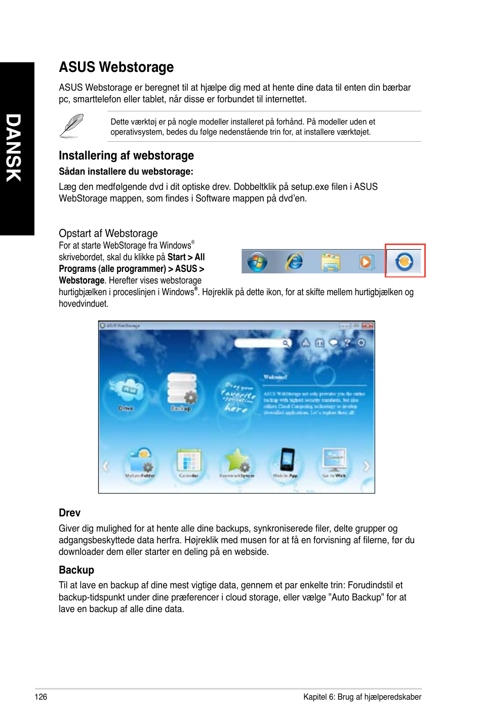 Asus webstorage, Asus webstorage 6, Dansk | Asus.webstorage | Asus CM6340 User Manual | Page 128 / 352