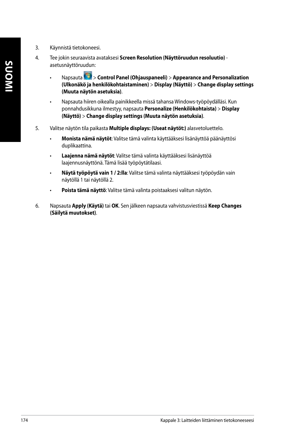 Suomi | Asus CM6340 User Manual | Page 176 / 352