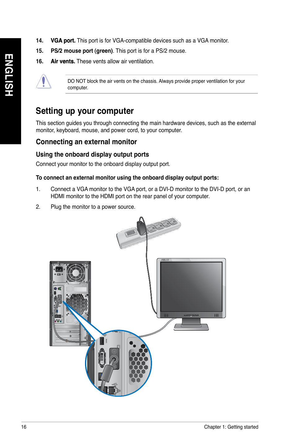 Setting up your computer, En gl is h en gl is h en gl is h en gl is h | Asus CM6340 User Manual | Page 18 / 352