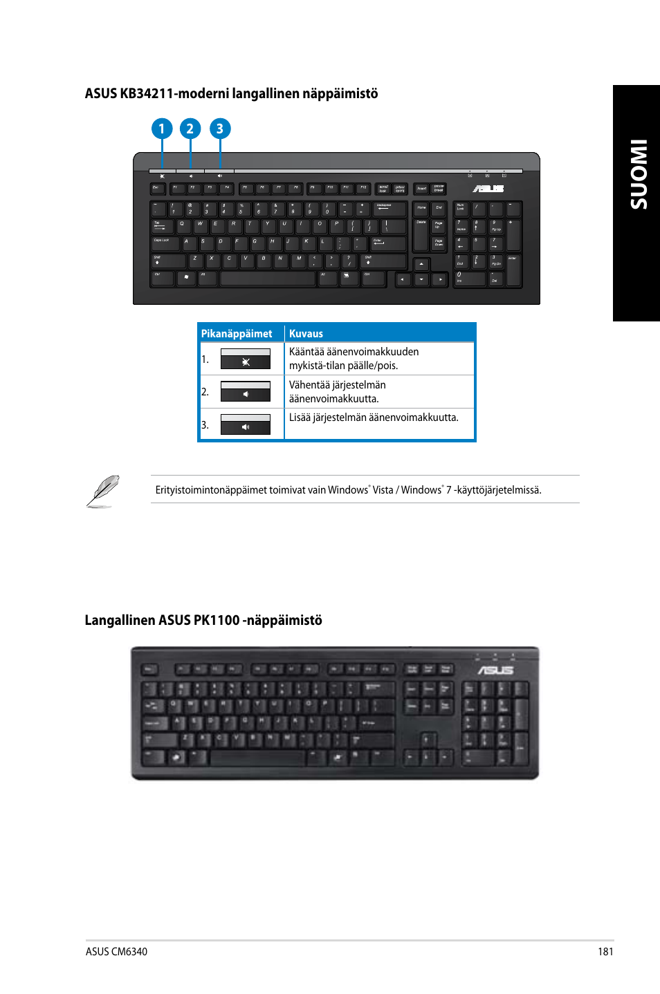 Suomi | Asus CM6340 User Manual | Page 183 / 352