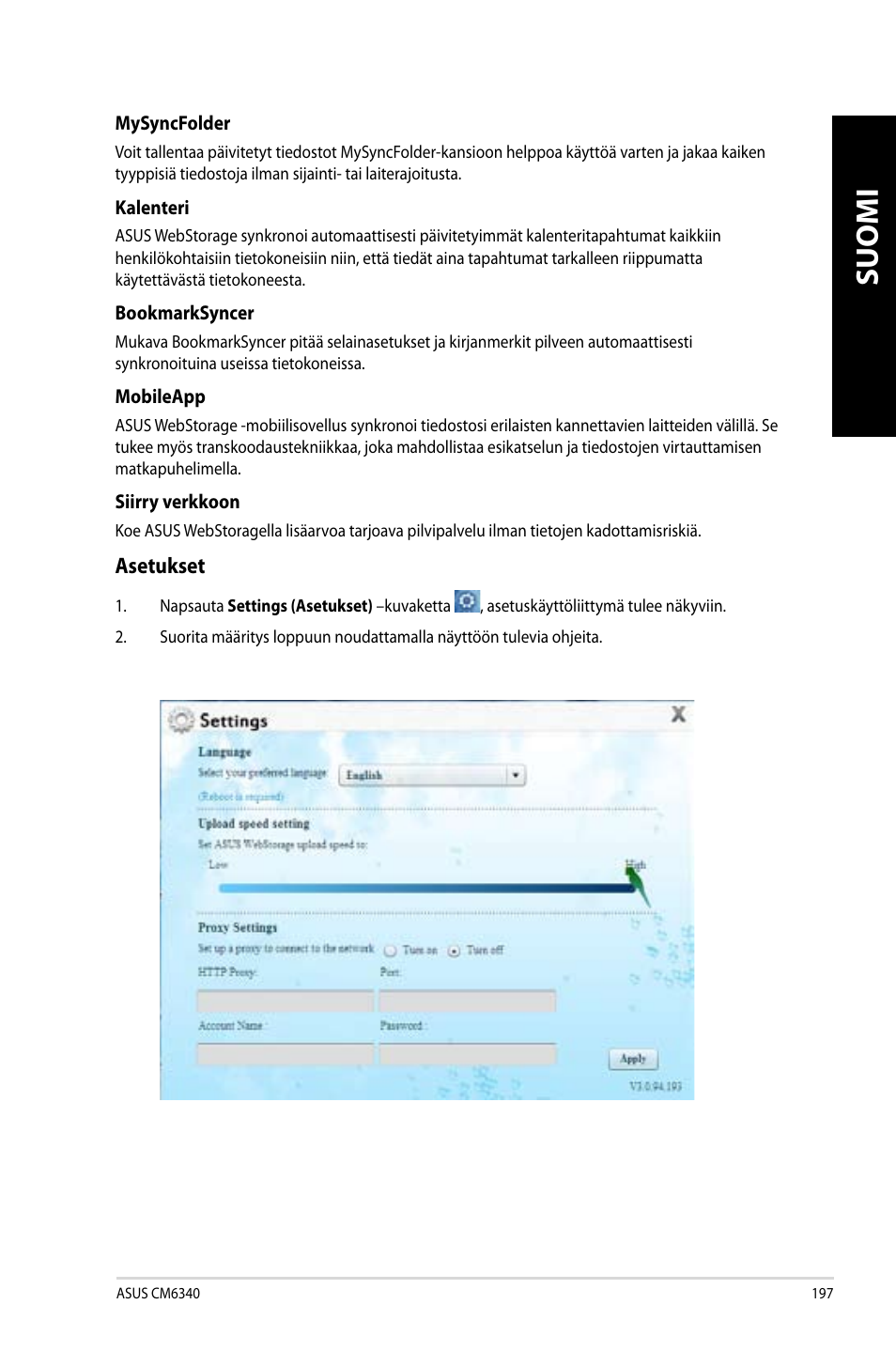 Suomi | Asus CM6340 User Manual | Page 199 / 352