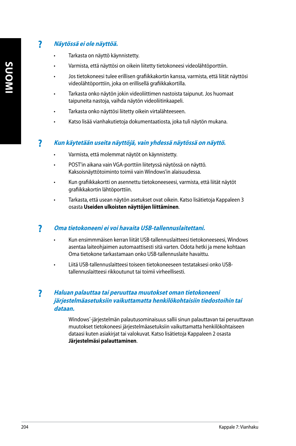 Suomi | Asus CM6340 User Manual | Page 206 / 352