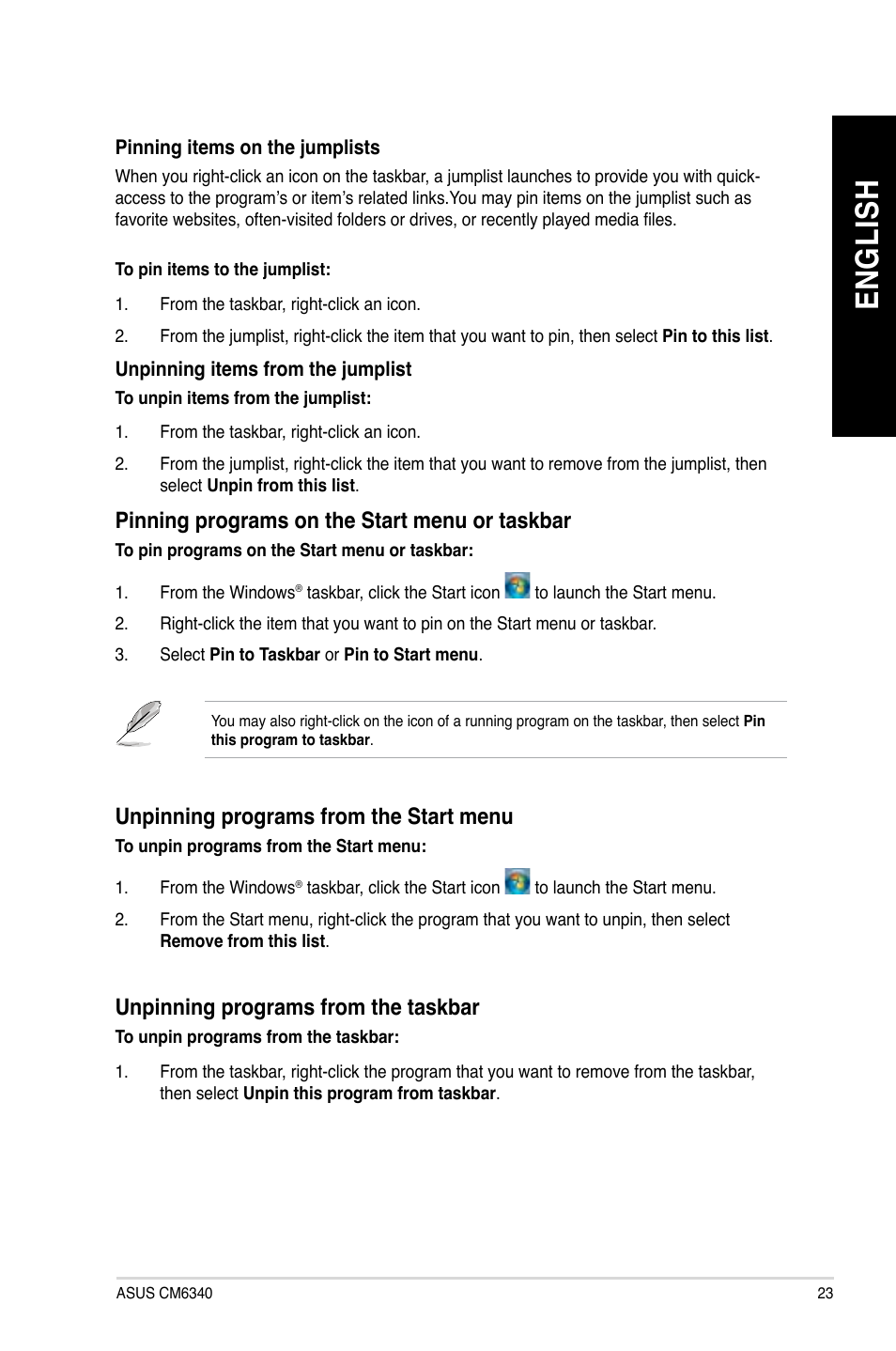 En gl is h en gl is h | Asus CM6340 User Manual | Page 25 / 352