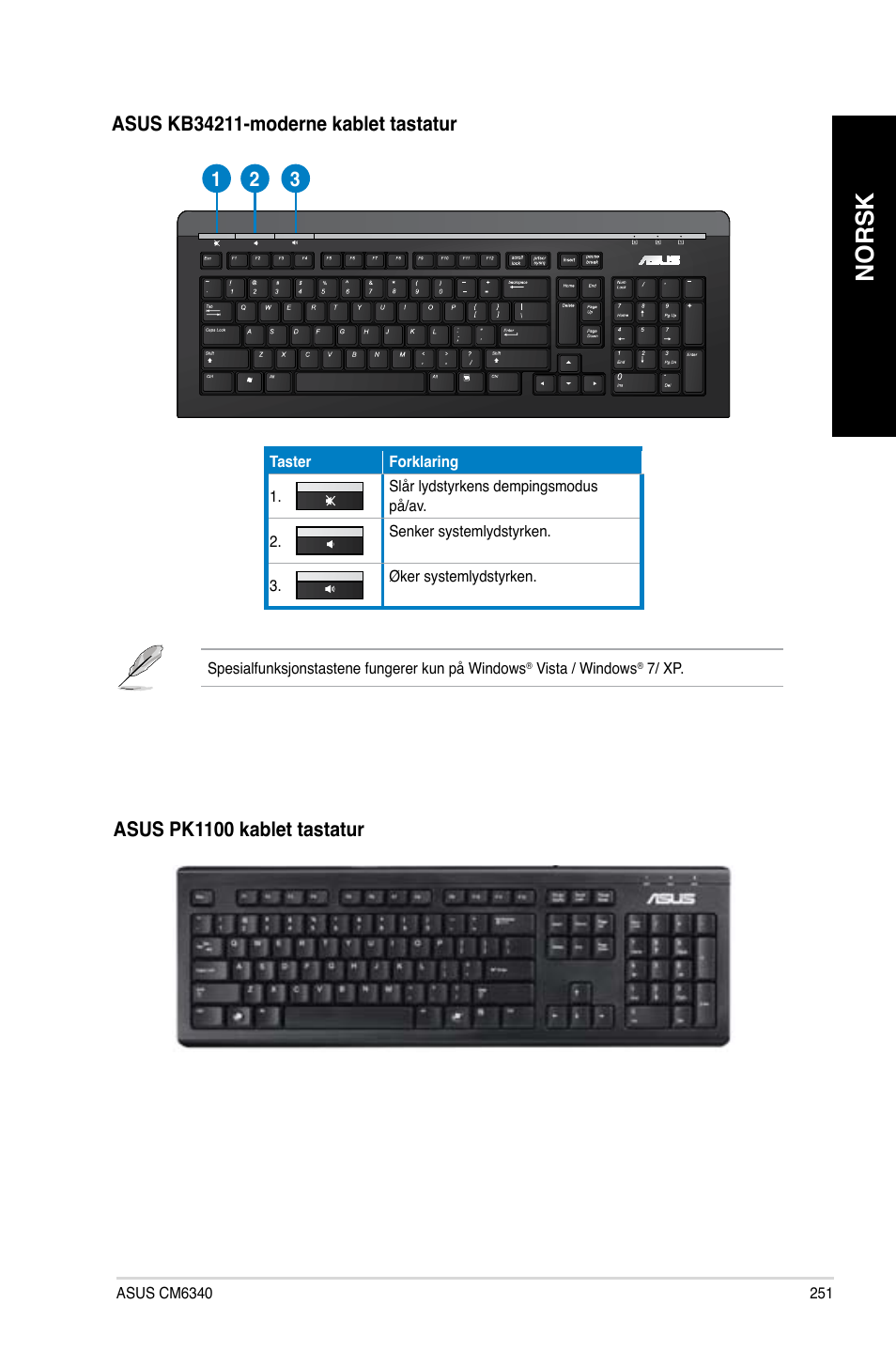 Norsk | Asus CM6340 User Manual | Page 253 / 352