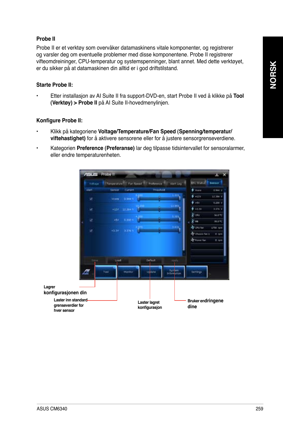 Norsk | Asus CM6340 User Manual | Page 261 / 352