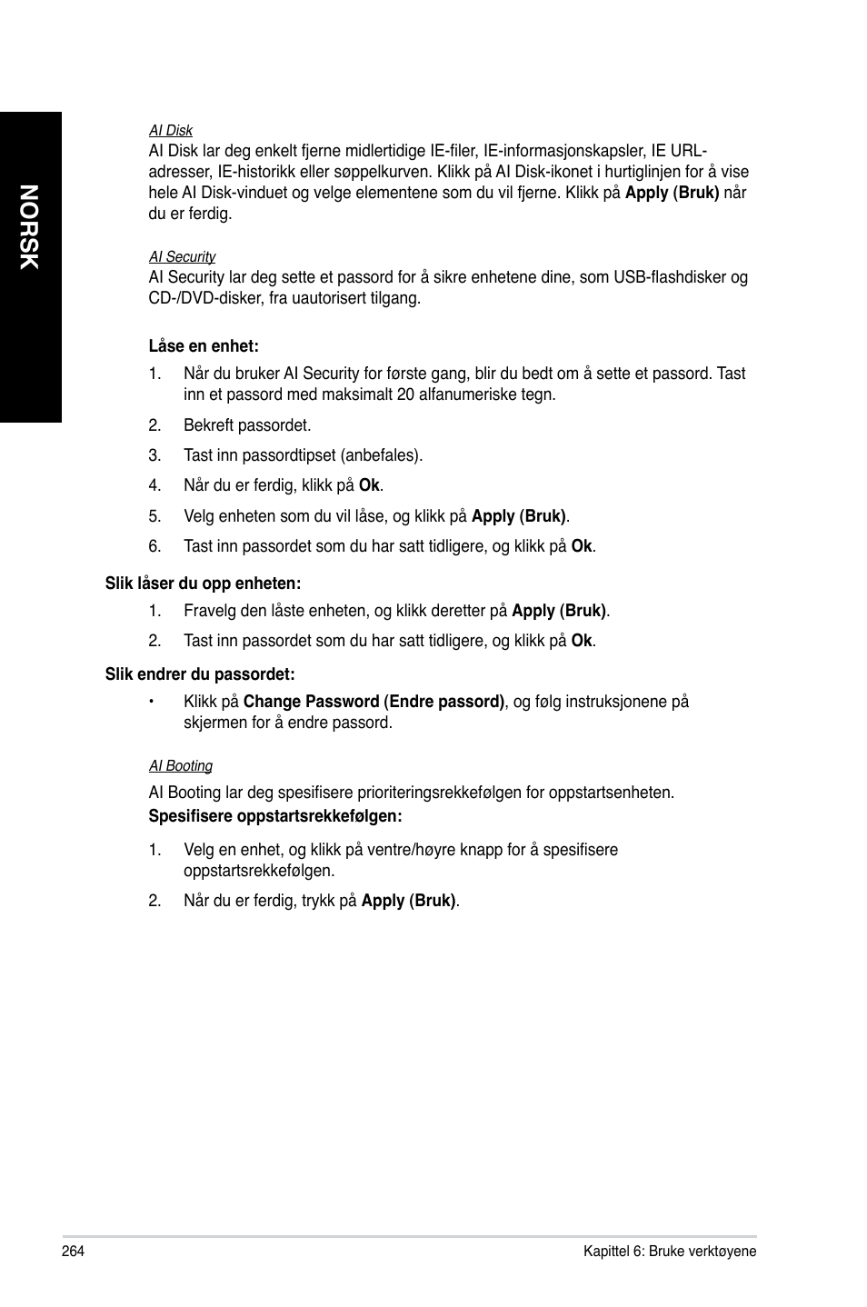 Norsk | Asus CM6340 User Manual | Page 266 / 352