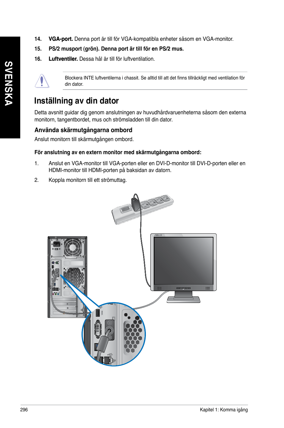 Inställning av din dator, Sv en sk a sv en sk a sv en sk a sv en sk a | Asus CM6340 User Manual | Page 298 / 352