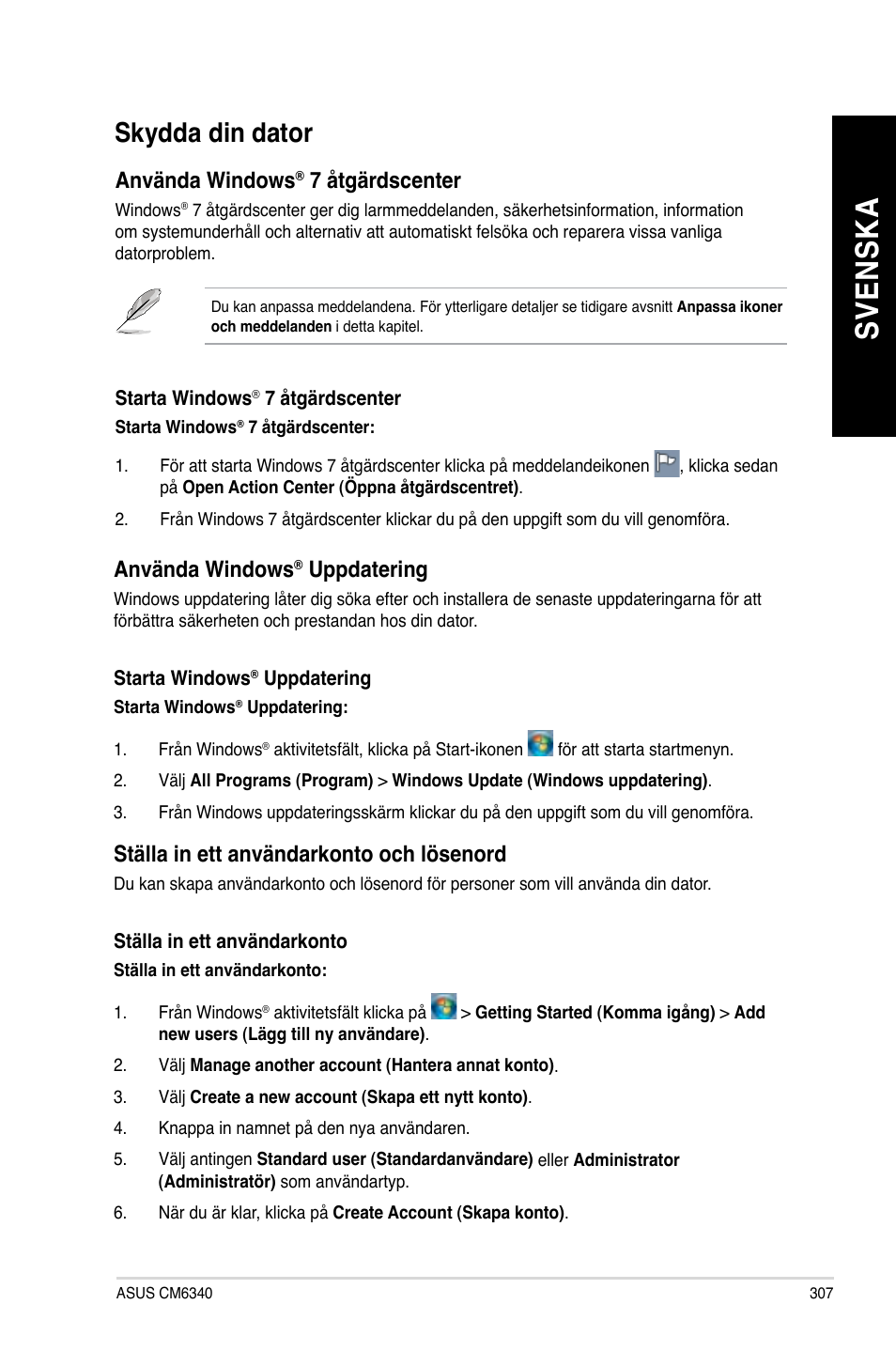 Skydda din dator, Sv en sk a sv en sk a, Skydda.din.dator | Asus CM6340 User Manual | Page 309 / 352