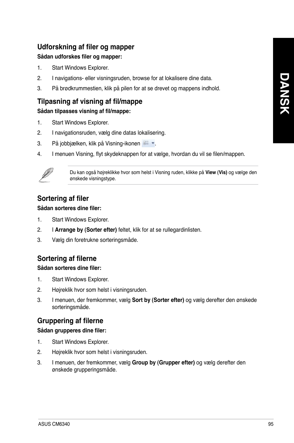 Dansk | Asus CM6340 User Manual | Page 97 / 352