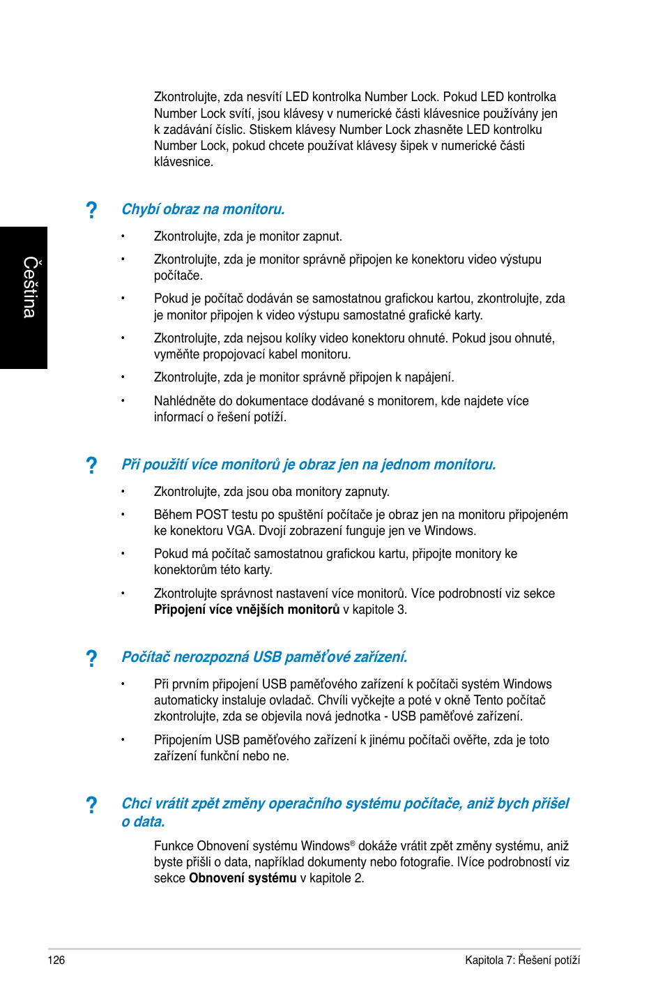 Čeština | Asus CM1740 User Manual | Page 126 / 330