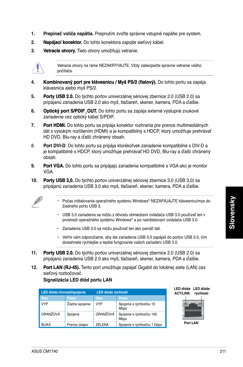 Slovensky | Asus CM1740 User Manual | Page 211 / 330