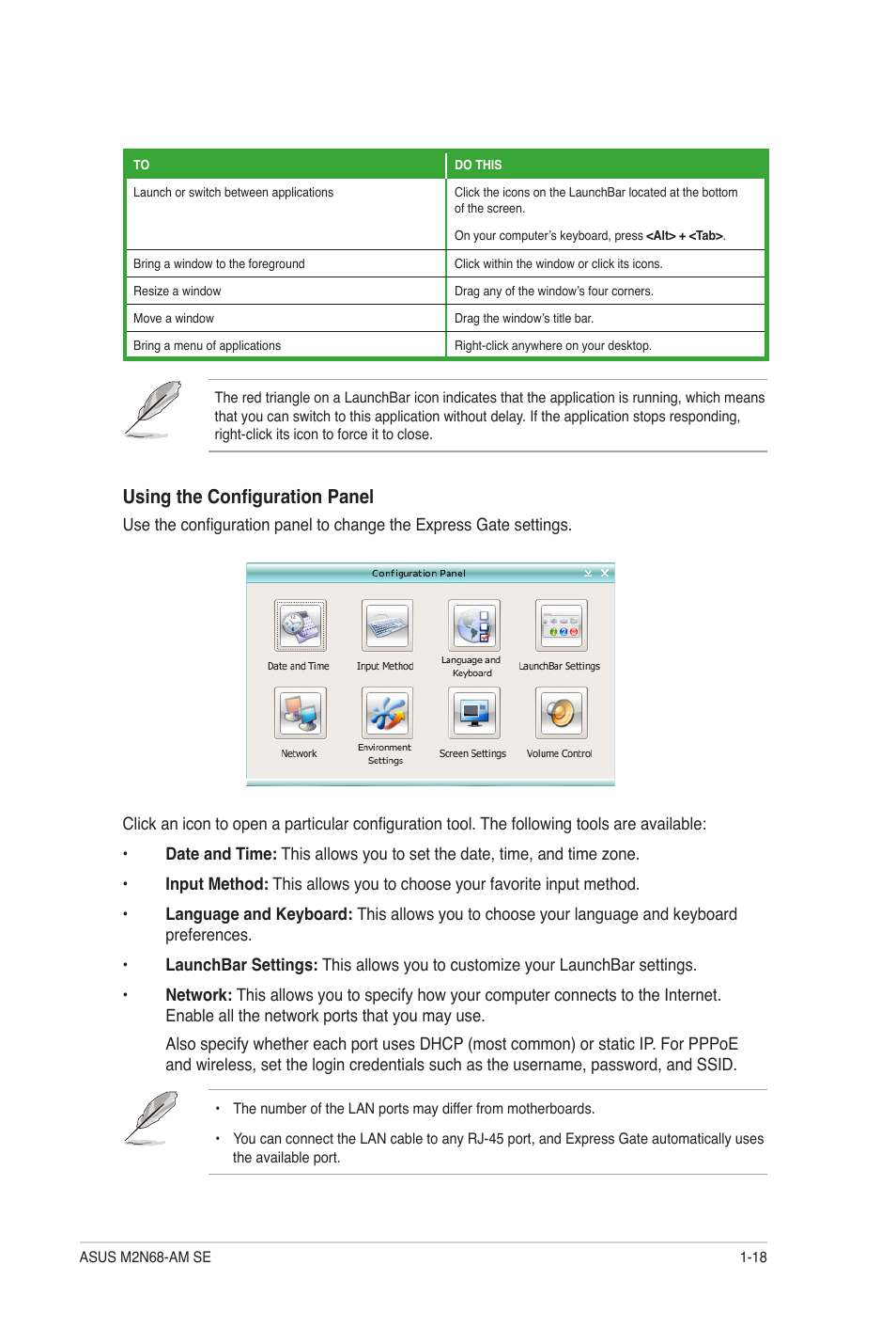 Using the configuration panel | Asus M2N68-AM SE User Manual | Page 27 / 48