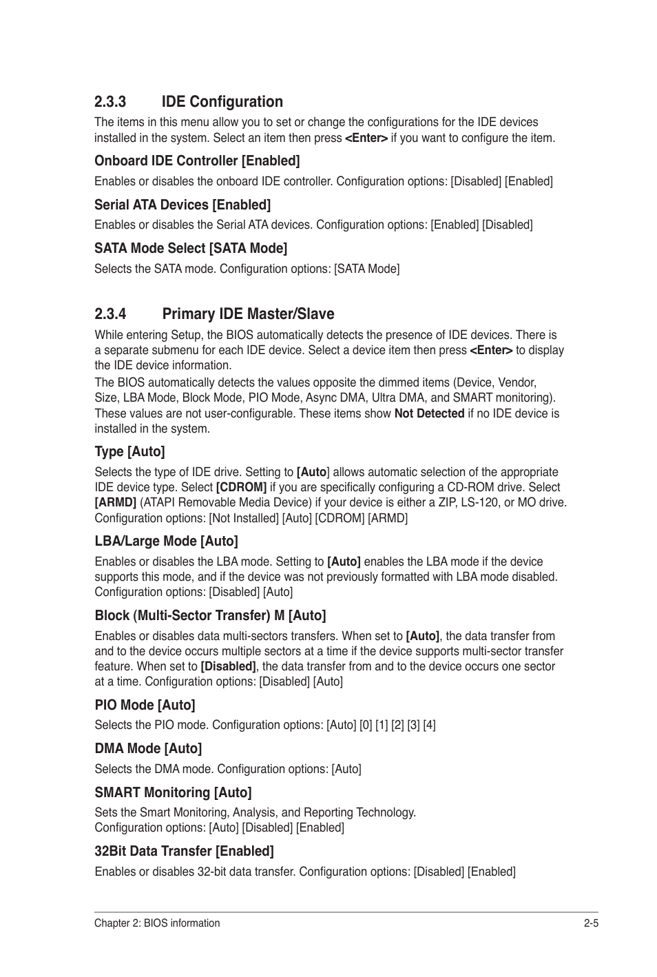 3 ide configuration, 4 primary ide master/slave, Ide configuration -5 | Primary ide master/slave -5 | Asus M2N68-AM SE User Manual | Page 37 / 48