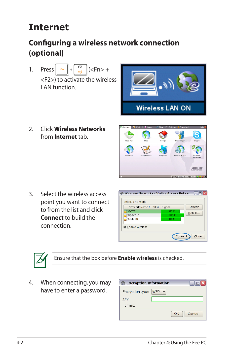 Internet | Asus Eee PC 2G Surf/Linux User Manual | Page 36 / 120