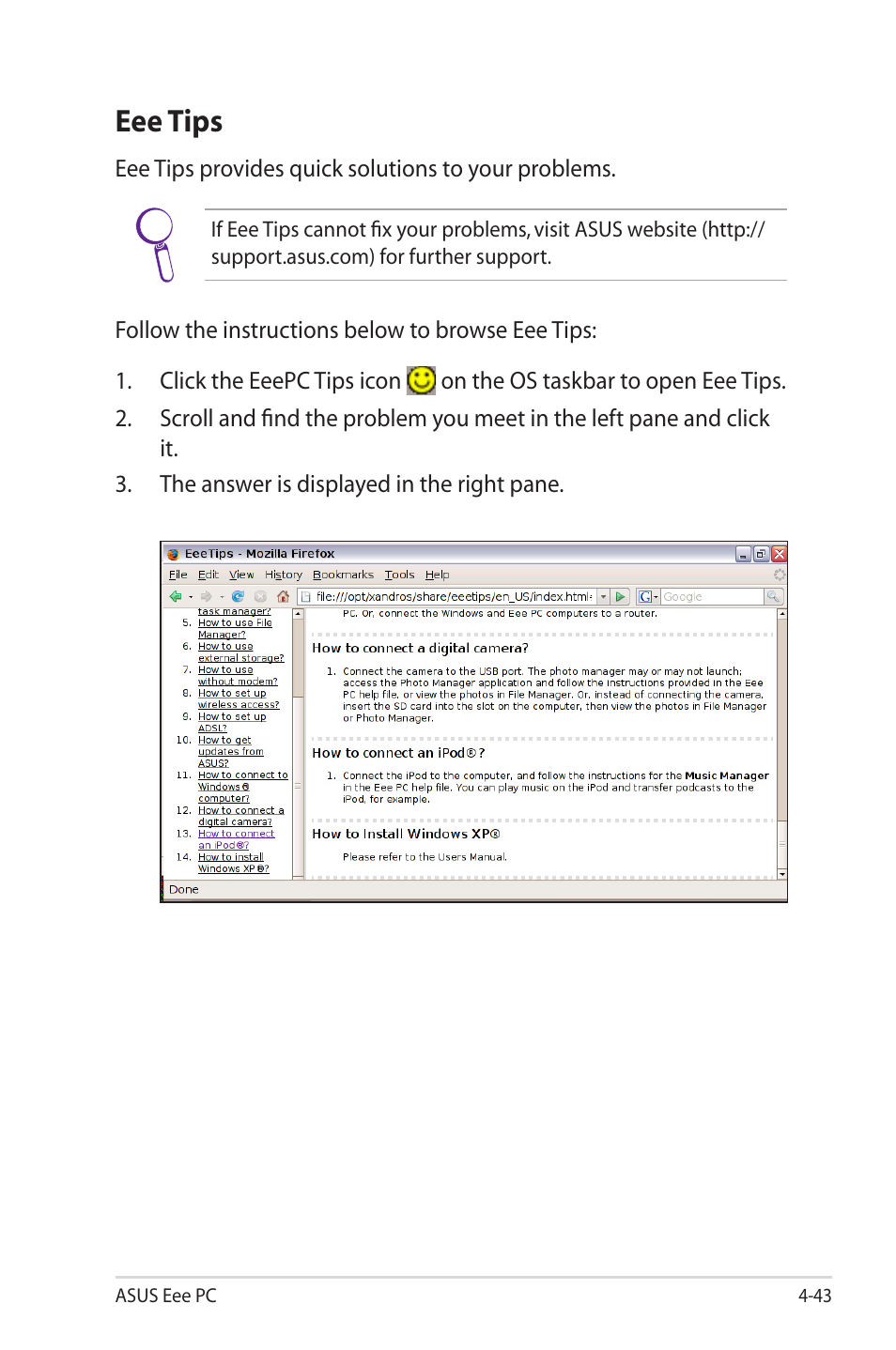 Eee tips | Asus Eee PC 2G Surf/Linux User Manual | Page 77 / 120