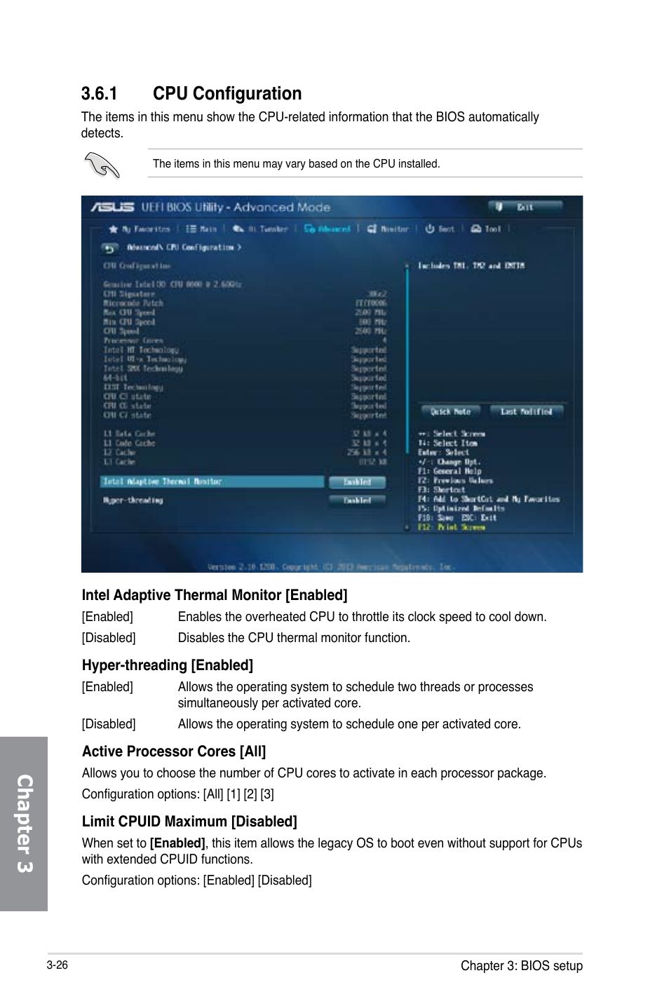 1 cpu configuration, Cpu configuration -26, Chapter 3 | Asus Z87-EXPERT User Manual | Page 110 / 174