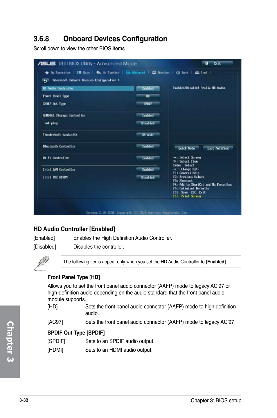 8 onboard devices configuration, Onboard devices configuration -38, Chapter 3 | Asus Z87-EXPERT User Manual | Page 122 / 174