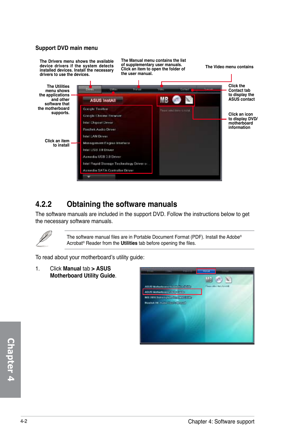 2 obtaining the software manuals, Obtaining the software manuals -2, Chapter 4 | Asus Z87-EXPERT User Manual | Page 146 / 174