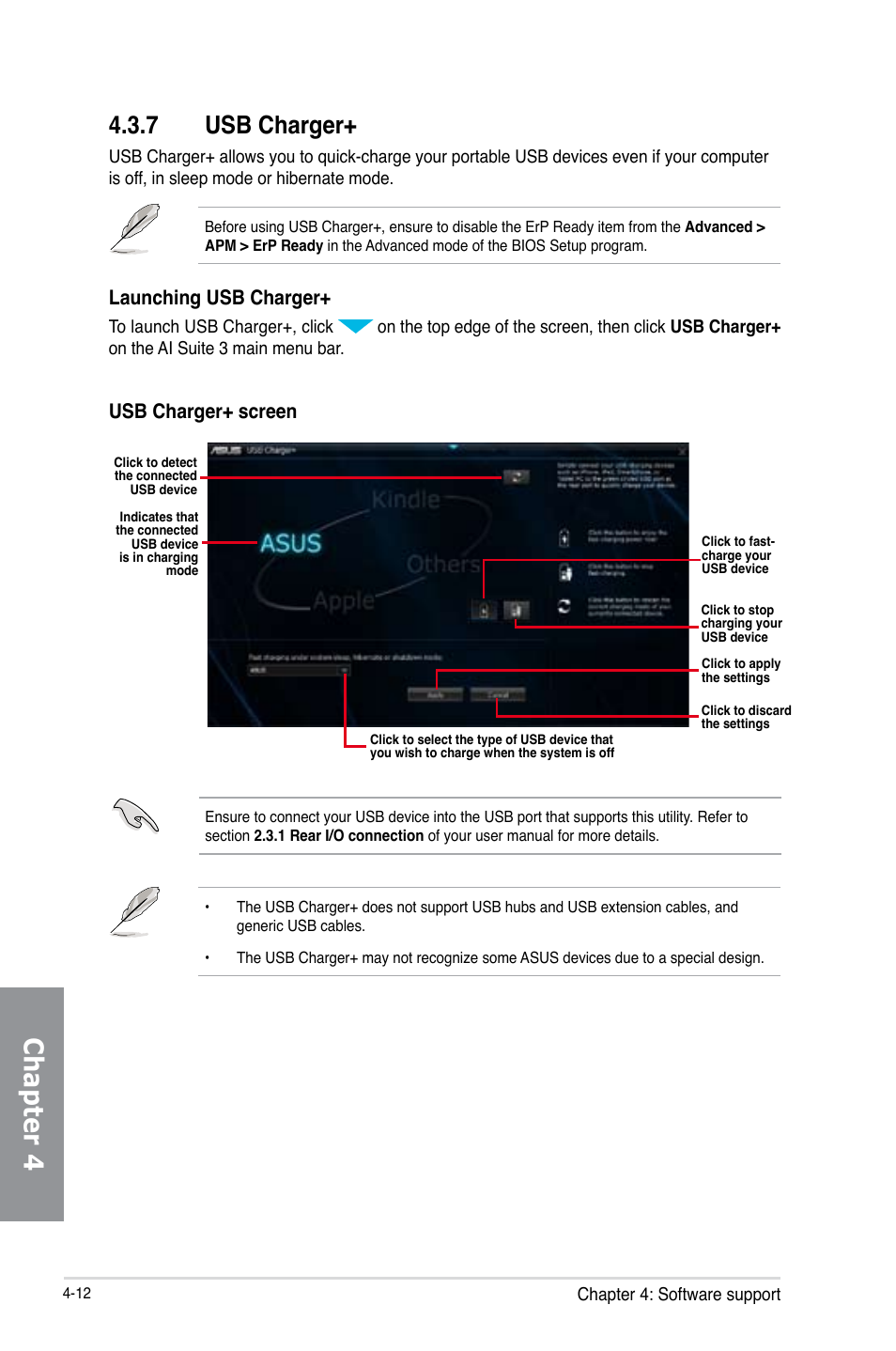 7 usb charger, Usb charger+ -12, Chapter 4 | Launching usb charger, Usb charger+ screen | Asus Z87-EXPERT User Manual | Page 156 / 174