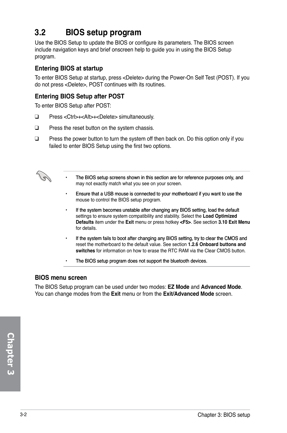 2 bios setup program, Bios setup program -2, Chapter 3 | Asus Z87-EXPERT User Manual | Page 86 / 174