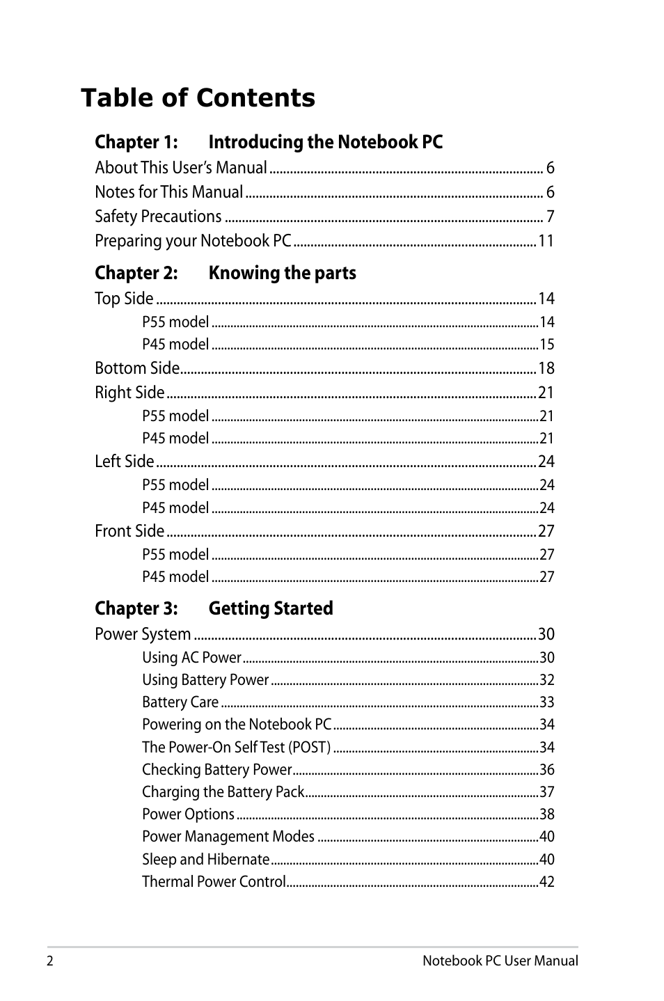 Asus Pro45VJ User Manual | Page 2 / 106