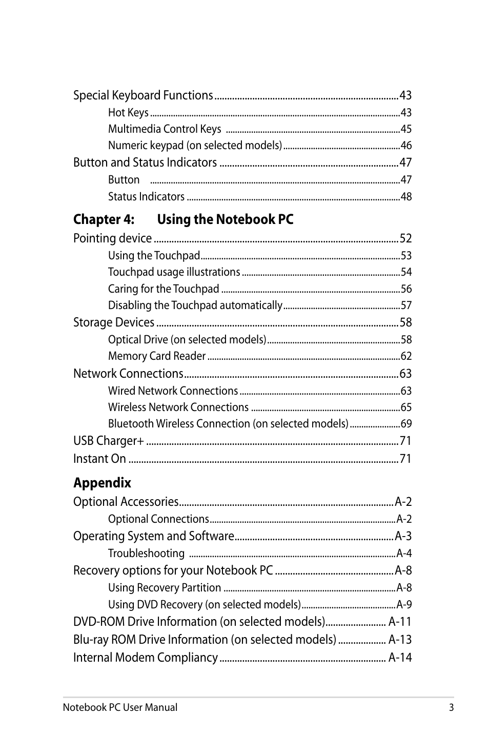 Asus Pro45VJ User Manual | Page 3 / 106