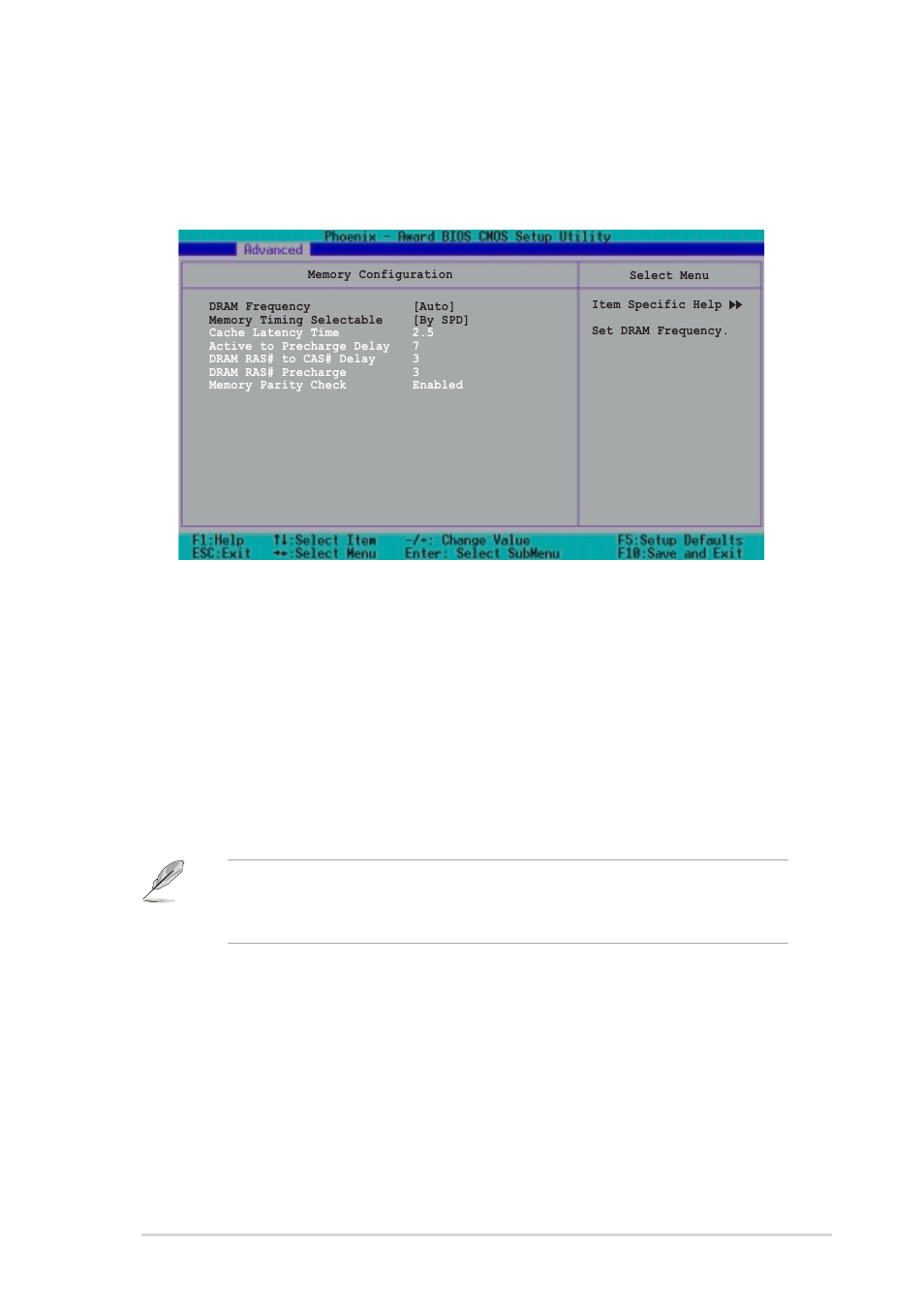 Dram frequency [auto, Cas latency time [2.5, Active to precharge delay [7 | Asus psch-sr motherboard 4-17 | Asus PSCH-SR/SCSI User Manual | Page 73 / 102