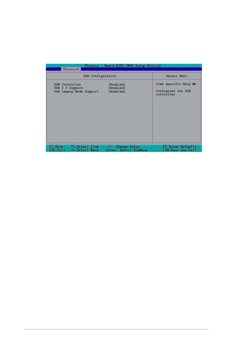 7 usb configuration, Usb controller [enabled, Usb 2.0 support [enabled | Usb legacy mode support [enabled, 26 chapter 4: bios setup | Asus PSCH-SR/SCSI User Manual | Page 82 / 102