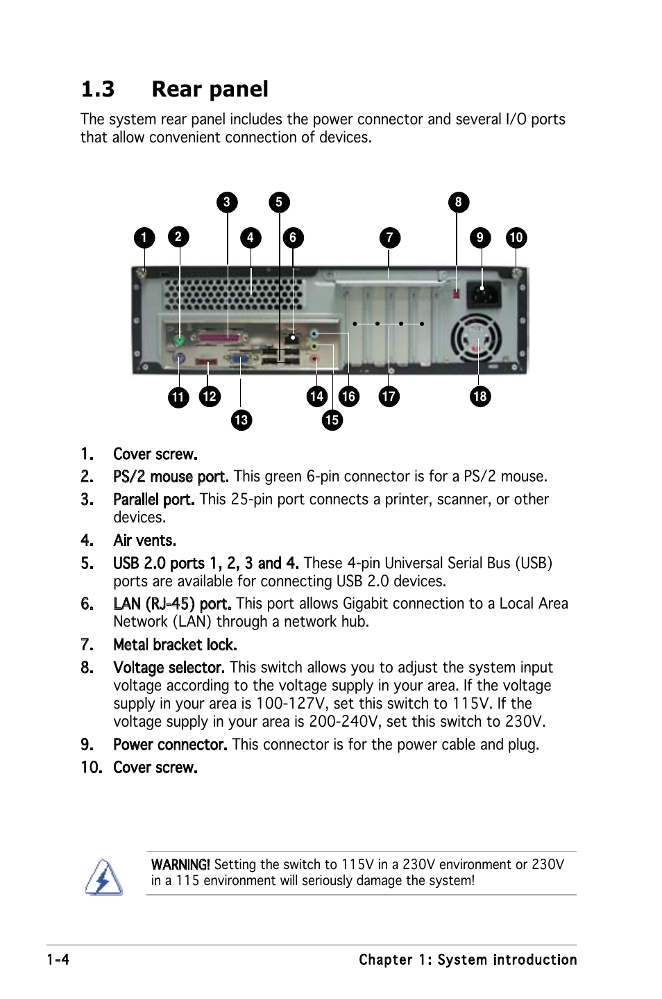 3 rear panel | Asus P3-PE5 User Manual | Page 14 / 95