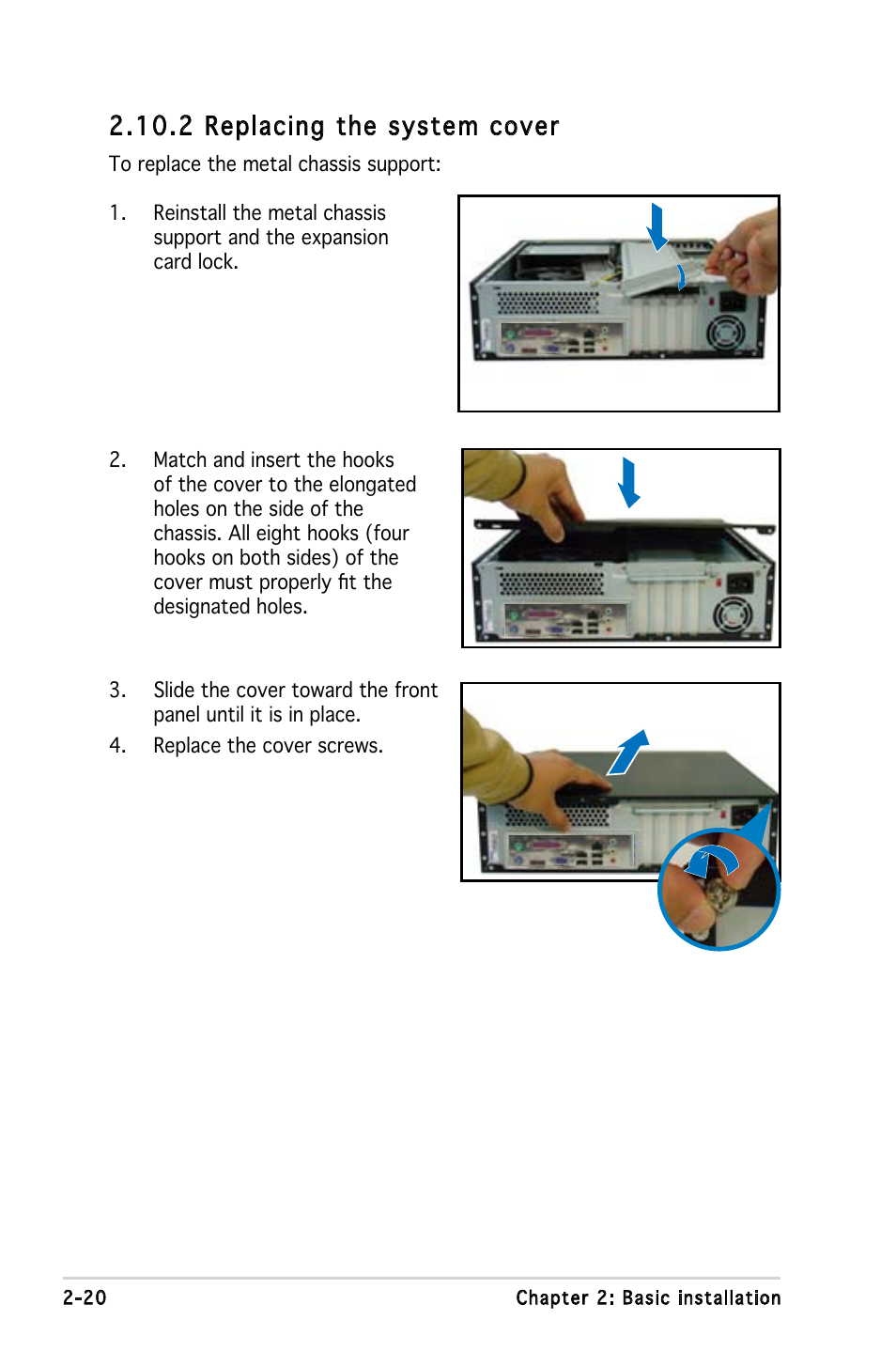 2 replacing the system cover | Asus P3-PE5 User Manual | Page 36 / 95