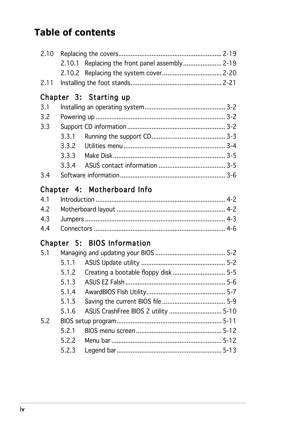 Asus P3-PE5 User Manual | Page 4 / 95