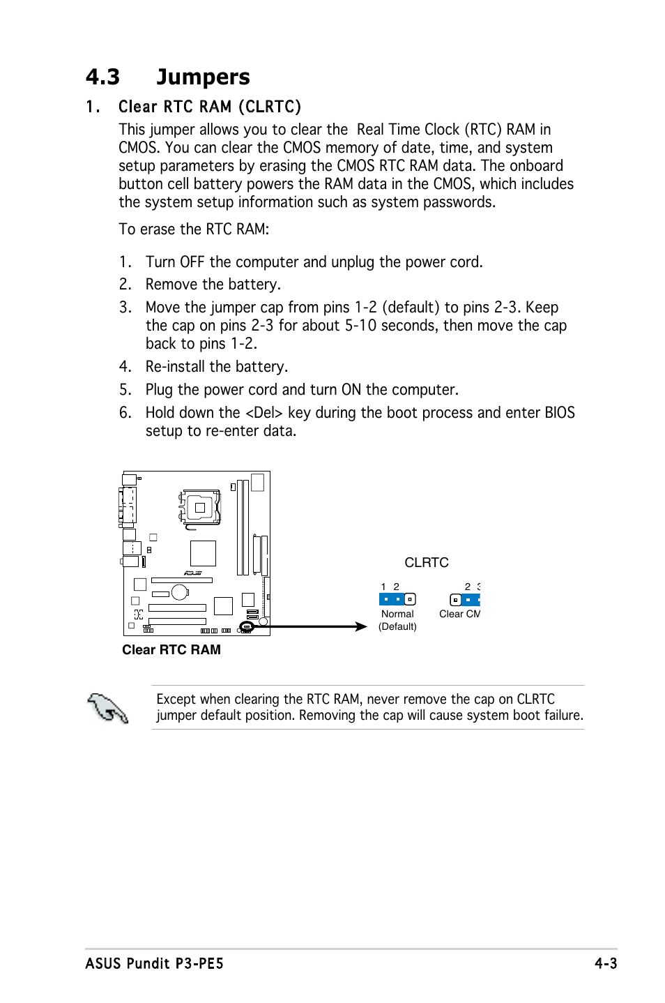 3 jumpers | Asus P3-PE5 User Manual | Page 51 / 95