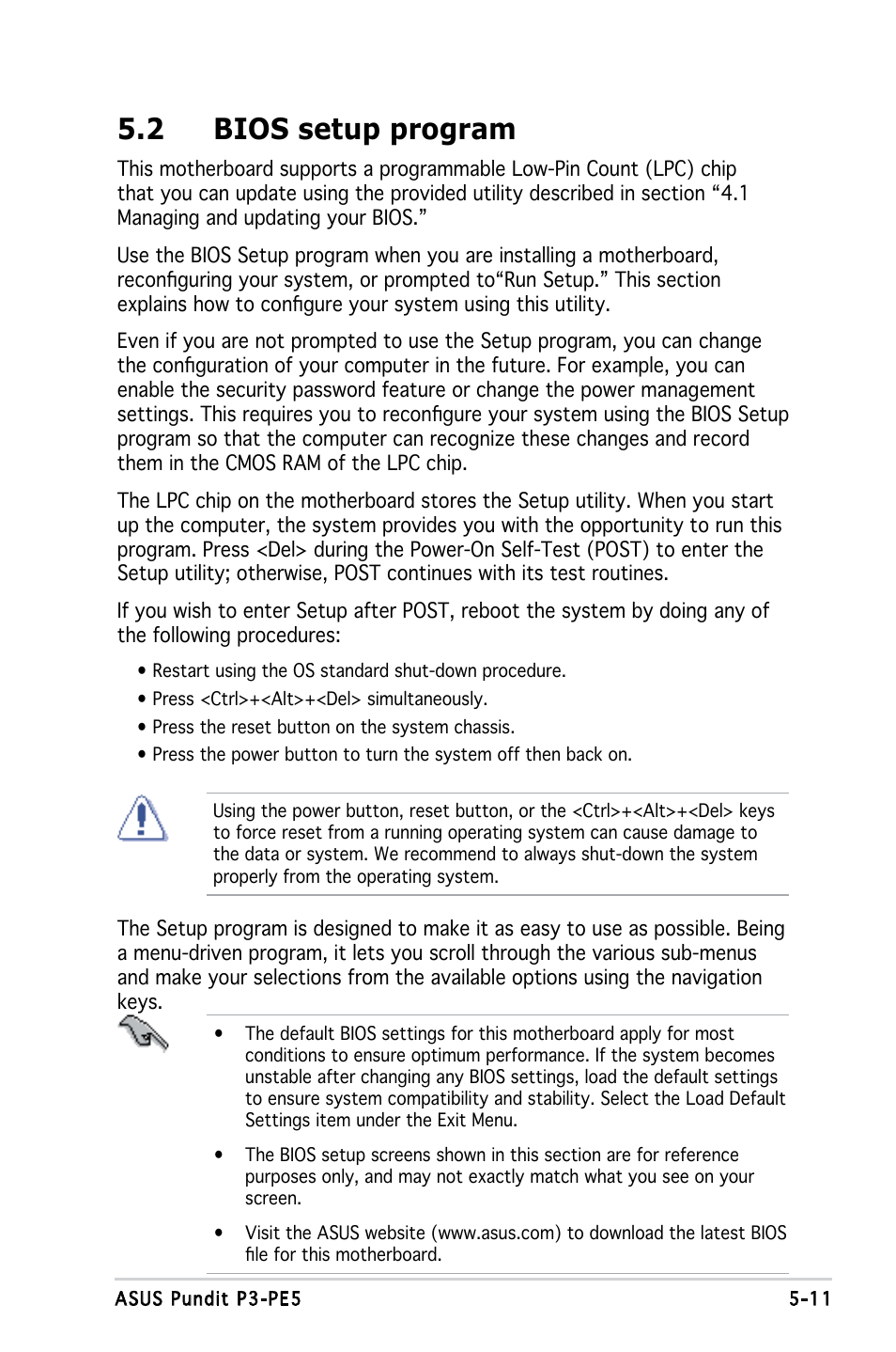 2 bios setup program | Asus P3-PE5 User Manual | Page 71 / 95