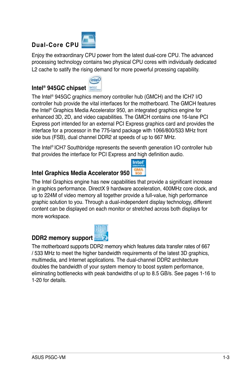 Asus P5GC-VM User Manual | Page 15 / 94