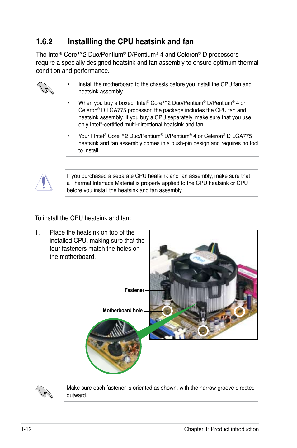 2 installling the cpu heatsink and fan | Asus P5GC-VM User Manual | Page 24 / 94