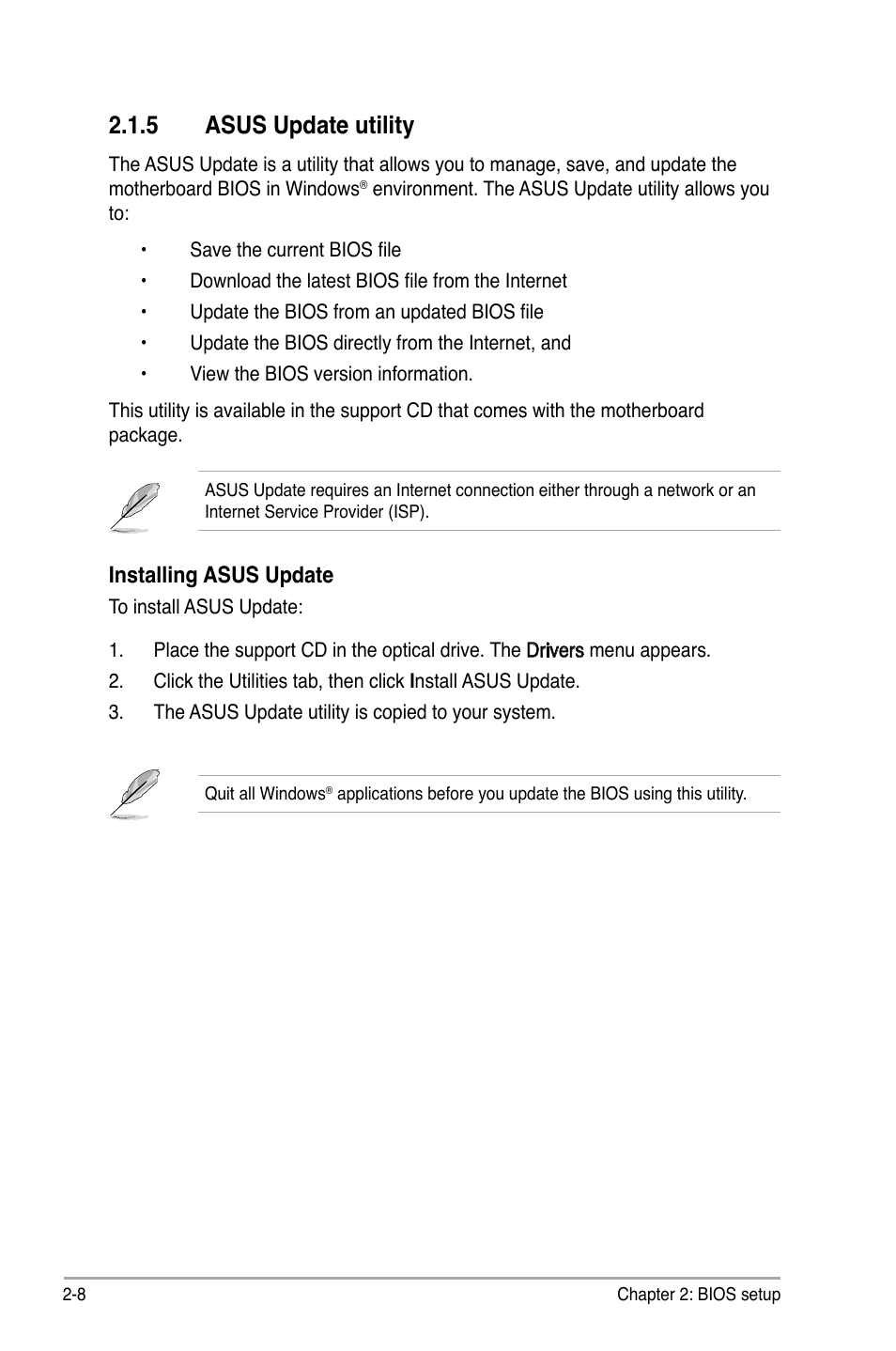 5 asus update utility, Installing asus update | Asus P5GC-VM User Manual | Page 56 / 94