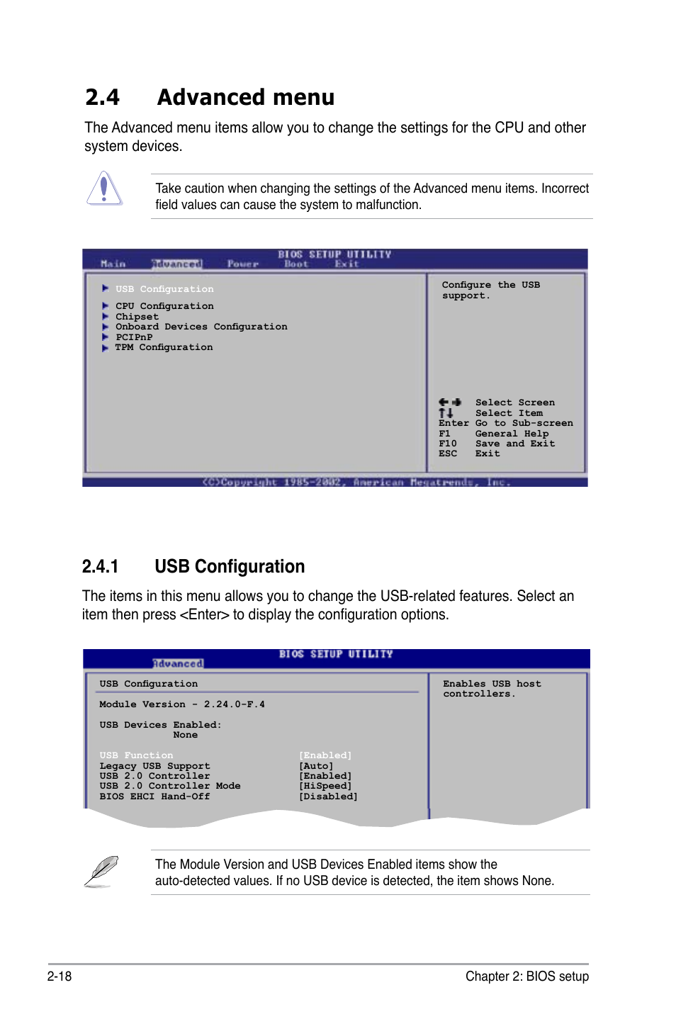 4 advanced menu, 1 usb configuration | Asus P5GC-VM User Manual | Page 66 / 94