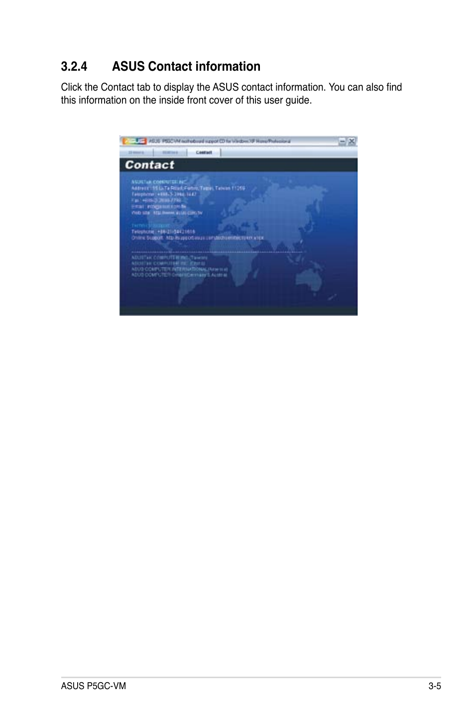 4 asus contact information | Asus P5GC-VM User Manual | Page 89 / 94