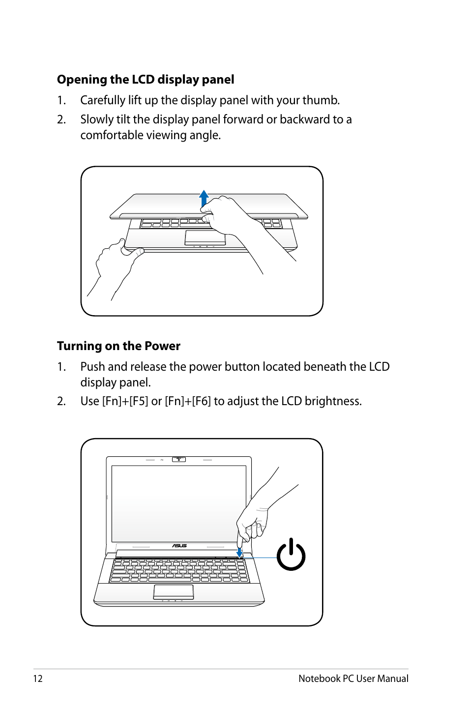 Asus N43JF User Manual | Page 12 / 112
