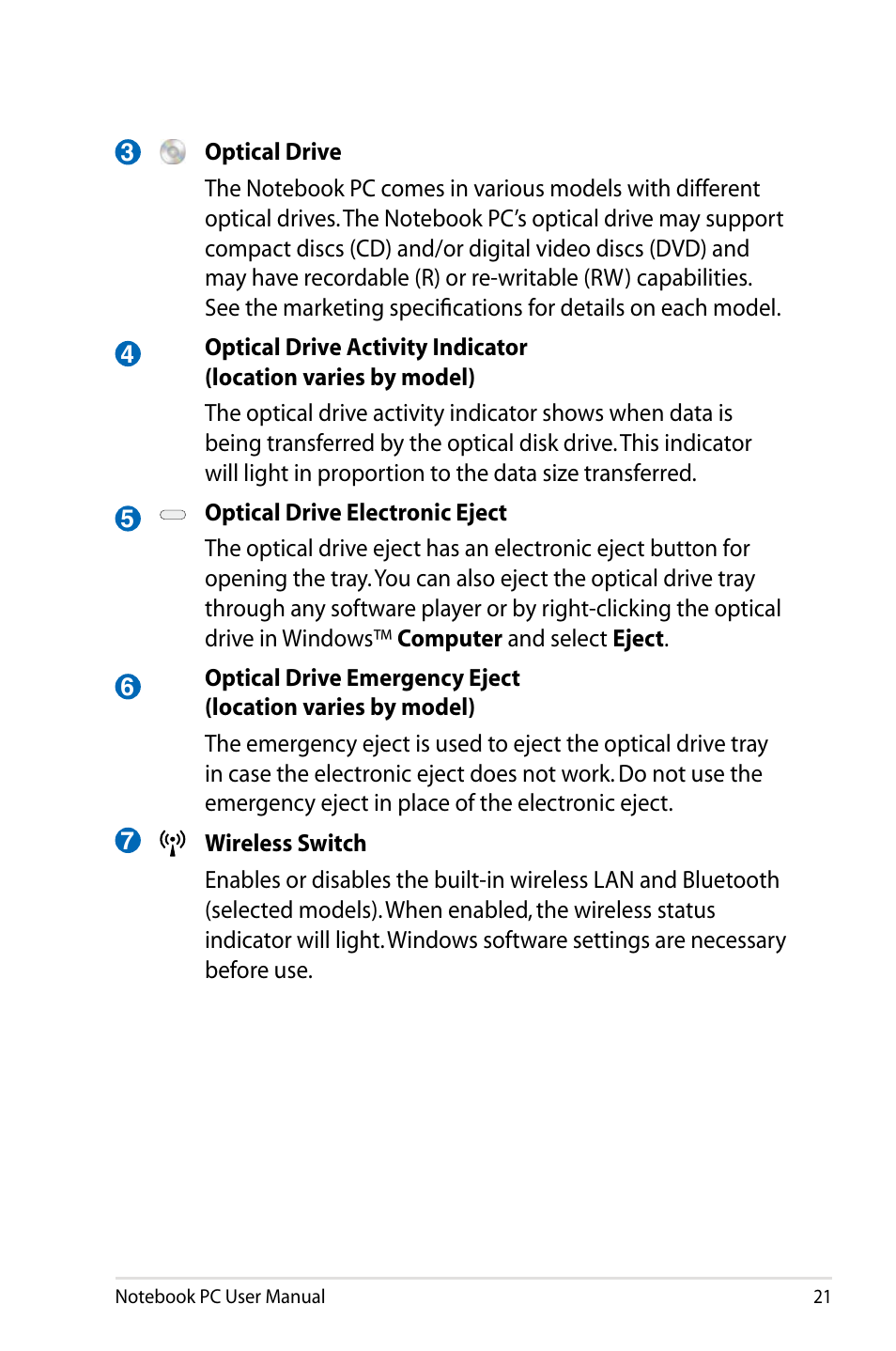 Asus N43JF User Manual | Page 21 / 112