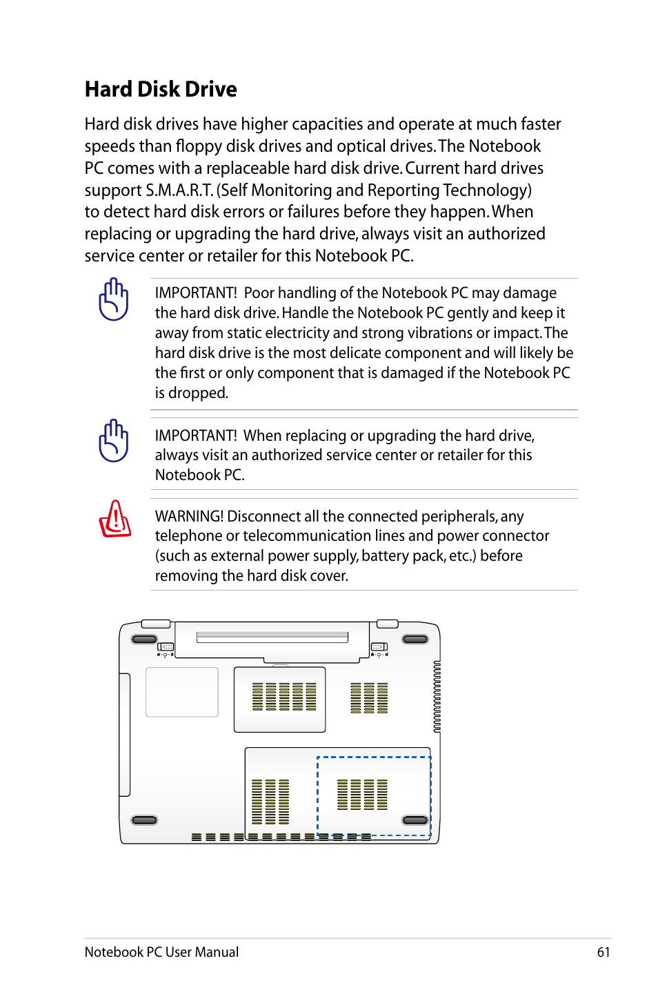 Hard disk drive | Asus N43JF User Manual | Page 61 / 112